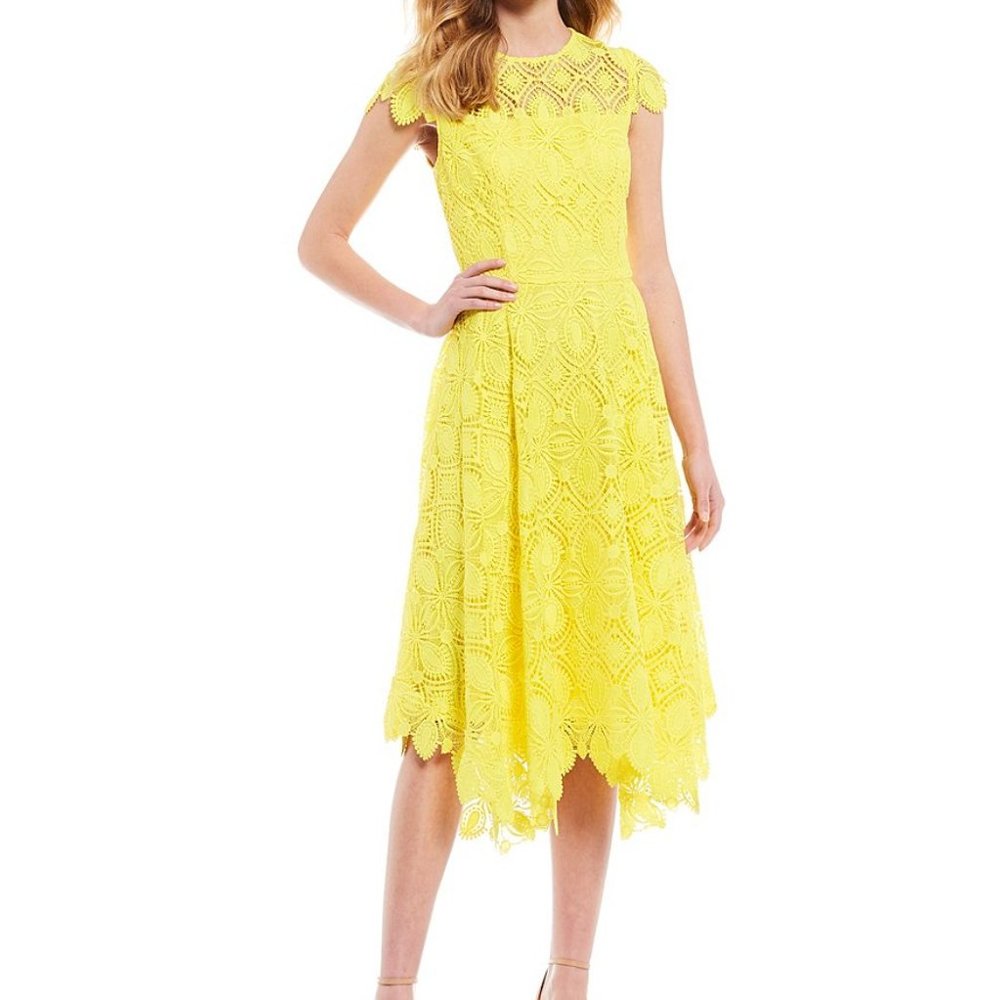 Antonio Melani Lace Yellow Daisy Hankerchief Dress
